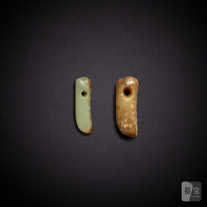 Two jade cicada worms, Neolithic period, Hongshan culture | 新石器時代 紅山文化 玉蟬兩件 - 图3